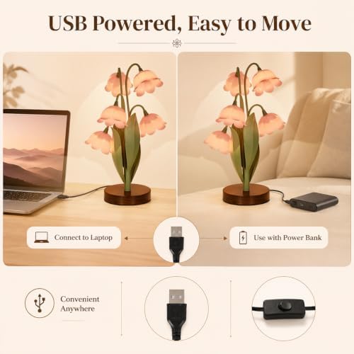 Flower Table Lamp for Bedroom, LED Cute Reading Light - Image 4