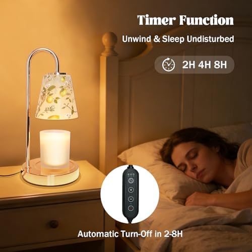 Lemon Candle Warmer Lamp with Timer Dimmable Vintage Decorative Bedside Table Lamp Valentines Day Birthday Gifts for Women Mom House Warming New Home Decor Wax Melts Candle Warmer for Jar Candles - Image 3