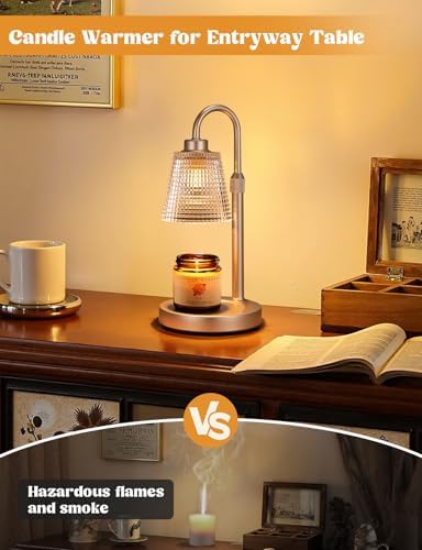 Champagne Gold Candle Warmer Lamp with Timer, Dimmable Candle Warmer for Home Decor, Height Adjustable Candle Lamp for Jar Candles, Birthday Gifts for Women Mom, House Warming Gifts New Home - Image 5
