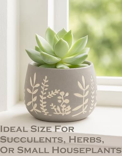 The Bridge Collection Leaf Patterned Ceramic Planter-Modern Indoor Plant Pot Perfect for Succulents and Small Plants - Image 3