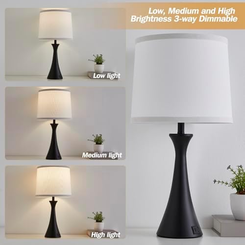 Touch Table Lamps Set of 2, 21" Bedside Lamps with USB C+A - Image 4