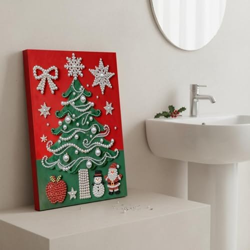 DIY Pearl Painting with Frame, Creative Design, Handmade Stress-Relieving Home Wall Decoration, Includes Frame and Tools-Christmas Tree - Image 4