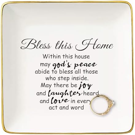 Housewarming Gift for Woman Houseowner,Jewelry Tray, Congrats Gifts of Realtor to Homeowner-Happy New Home Present-First Time New House Present,Trinket Holder Ring Dish-Bless This Home by NZY