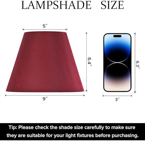GO&SO Small Mini Lamp Shades Set of 2,5"×9"×6.4" Burgundy Bell Shade Replac - Image 2