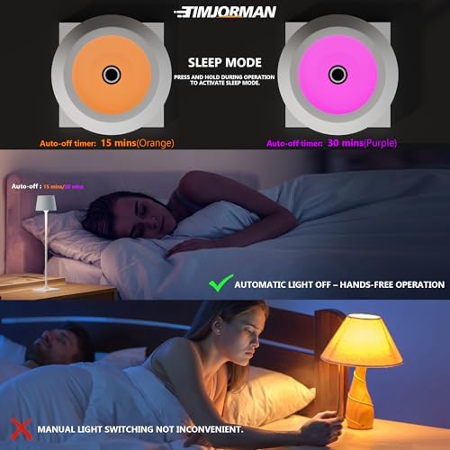 Timjorman Compact Cordless Table Lamp, Rechargeable LED Night Light, Dual Light Source (RGB Top & Warm Bottom), Touch Control & Timer, Metal Lamp for Bedroom & Kids Room (White 1PACK) - Image 6