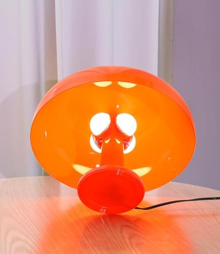 Orange Mushroom Lamp, Mid Century Modern Table Lamp for Bedroom, Minimalist Mushroom Decor Bedside Small Lamps, 2700K(Bulb Included, Plug Powered) - Image 6