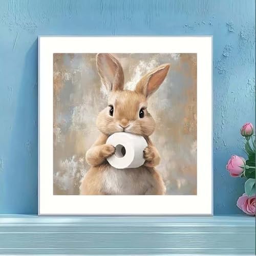 OJTOYART Animal Diamond Painting Kits for Adults,5D Cute Rabbit Diamond Art Kits for Beginners,DIY Round Full Drill Dots Painting with Gem Art Craft Kits for Home Wall Decor 12x 12 Inch - Image 3