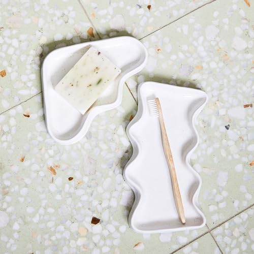 5mm Ceramic Decorative Catch All Dish and Tray, Speckled White, 7.6 x 6 inches, for Rings, Jewelry, Keys, Toiletries, Makeup, Gifts, Snack Dish and More - Image 4