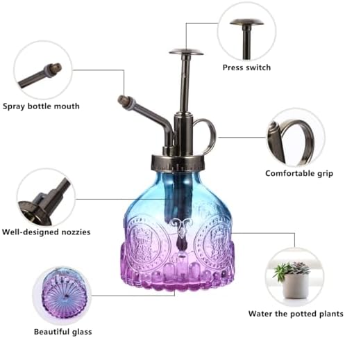 UPKOCH Vintage Glass Watering can Indoor Houseplant Watering can for Succulents Orchids Bonsai Small Plants Precise Spray Bottle for Indoor Outdoor Use 6.33 X 2.95 X 2.95 in - Image 7