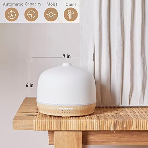 Ceramic Essential Oil Diffusers for Home Large Room, Aromatherapy Scent Air Diffuser Ultrasonic Aroma Defusers 500ml with Timed—Wood - Image 5