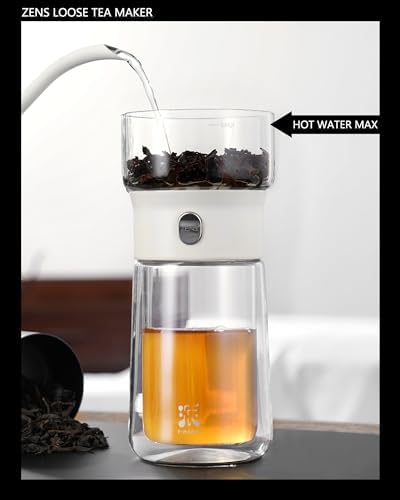 ZENS Modern Glass Infuser Pot, One Touch Tea Maker for Loose Leaf Tea - Image 2