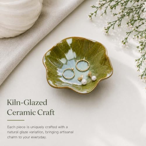 Green Ceramic Lotus Leaf Jewelry Dish Tray,Ring Dish Trinket Tray - Image 5