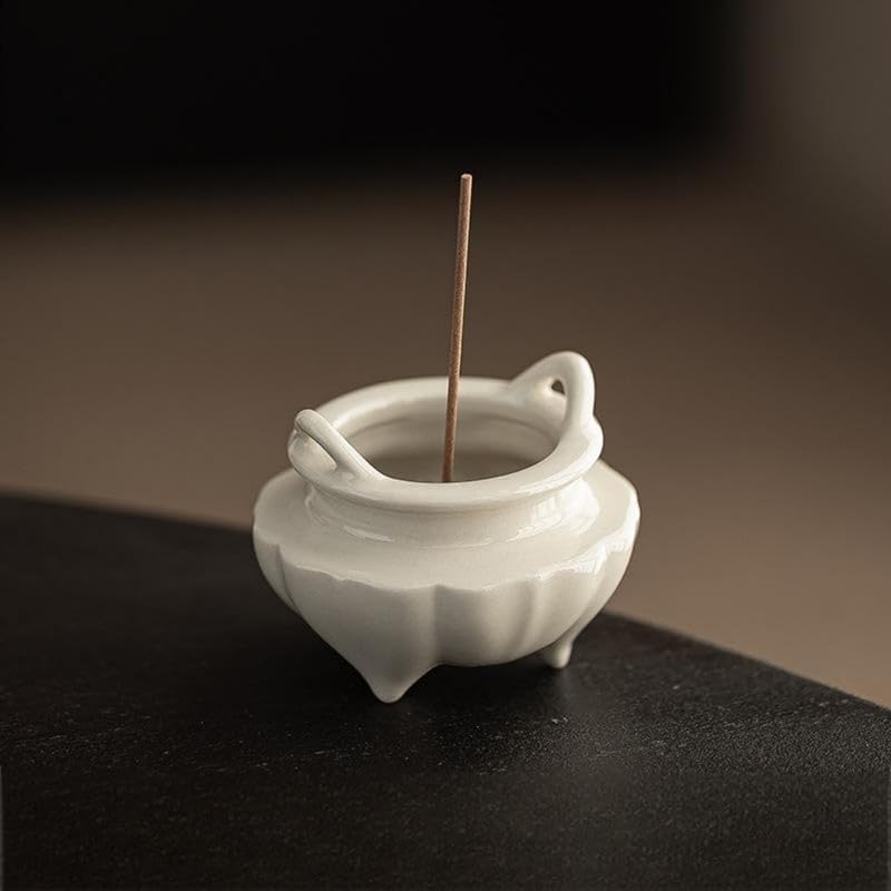 Incense Holder Modern Minimalist Circular Incense Stick Burner for Cones or Sticks for Yoga & Meditation, Enhance Atmosphere,Ceramic Ash Catcher White-7 by Warmself