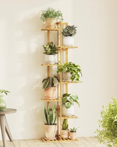 Bamworld Bamboo Plant Stand Indoor 7 Tiered Plant Shelf, Natural 55 Inch by Bamworld