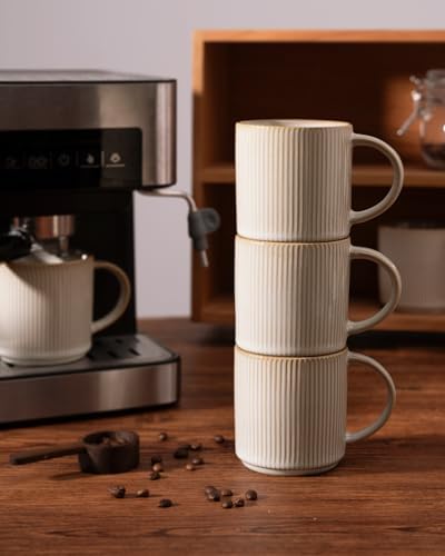 famiware Coffee Mug Set of 8, Star 12 oz Ceramic Mugs Cups Set with Handle - Image 5