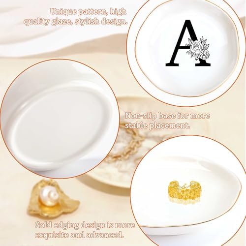 Initial A Ceramic Jewelry Tray, Bridesmaid Bride Engagement Birthday Gifts - Image 5