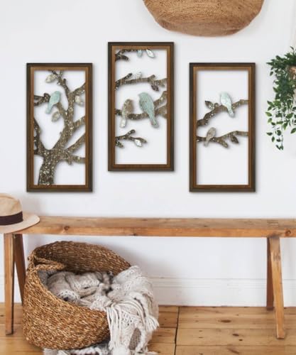 Putuo Decor Bird Wall Art, Set of 3 Love Bird on Tree Branch Decor, Modern Aesthetic Wall Hanging for Home Living Room Bedroom 16x8 in - Image 5