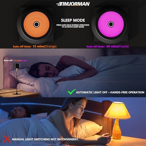 Timjorman Compact Cordless Table Lamp, Rechargeable LED Night Light, Dual Light Source (RGB Top & Warm Bottom), Touch Control & Timer, Metal Lamp for Bedroom & Kids Room (Black 1pack) - Image 6