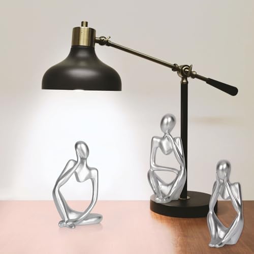 Sandstone Resin Thinker Statue Style Abstract Sculpture, Silver, 3pcs - Image 3