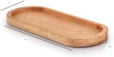 Samhita Mango Oval Wood Tray Set of 3 Perfect for Food Holder/BBQ, Serve Cheese, Sushi, Holiday Snacks, and More. (12" x 5" x 0.75") - Image 5