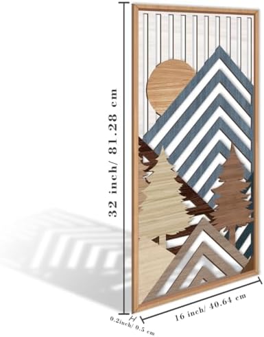 IARTTOP Large Mountain Wood Wall Art 16"x32"x3 Abstract Forest Wall Sculpture Geometric Boho Sunset Wilderness Artwork for Bedroom Living Room Office - Image 6