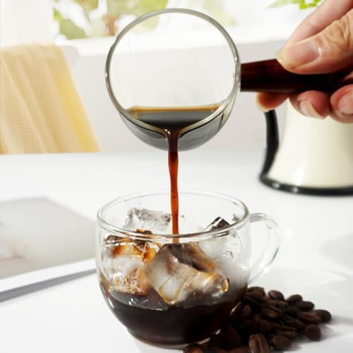 1 Pack Espresso Shot Glass 75ML Triple Pitcher Barista Single Spouts With Wood Handle By BCnmviku - Image 5