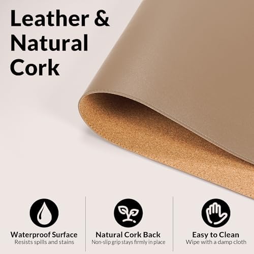 AFIING Cork Desk Mat, Dark Apricot, 35.4" x 17", Desk Pad Protector - Image 3