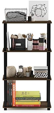 Furinno TURN-S-TUBE Storage Shelves, 4-Tier Book Shelf, Corner Shelf, Toolless Open Shelves, for Organization and Storage, Living Room, Garage, Home Office, Columbia Walnut - Image 4
