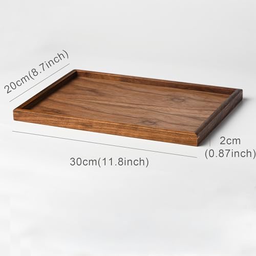 11.8 x 7.8 Inches - Black Walnut Wood - Wooden Serving Tray, Rectangular Decorative Platter for Kitchen, Coffee Table and Home Decor - Image 3
