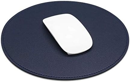 ProElife Premium Cute Round Mouse Pad Mat Waterproof PU Leather 8.66-Inch Mousepad with Anti-Skid Base Stitched Edge for Home Office Gaming Computer Laptop Accessories (Blue) by ProElife
