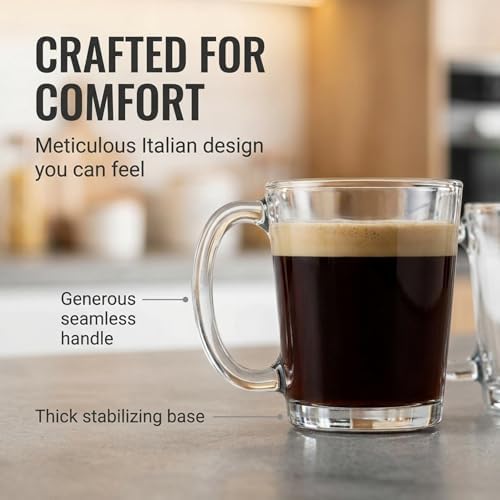 Godinger Coffee Mugs, Clear Glass Coffee Cups,10oz Set of 4, Made in Italy - Image 5