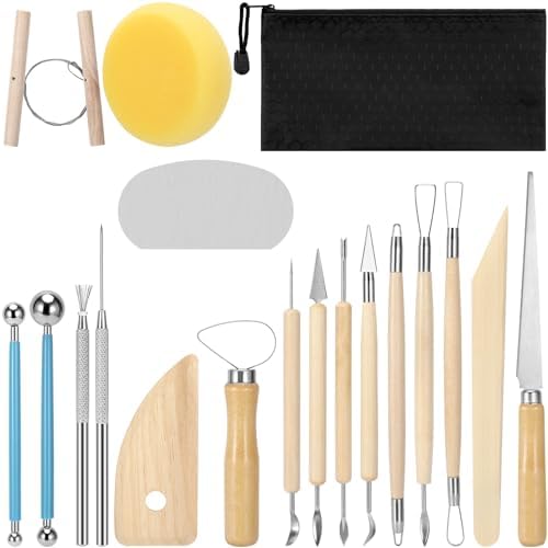 18pcs Clay Sculpting Tools, Basic Polymer Clay Pottery Carving Tool Kit by Blisstime