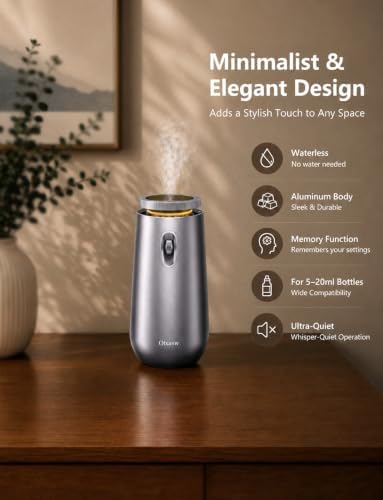 Waterless Essential Oil Diffuser, Rechargeable Cordless Diffuser, Gray - Image 2