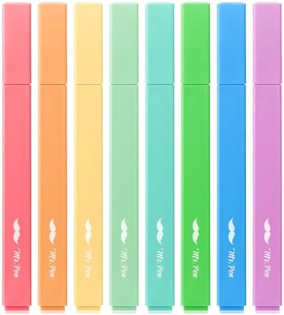 Mr. Pen- Aesthetic Highlighters No Bleed, 8 Pack, Assorted Colors | Chisel Tip, Cute Highlighters Assorted Colors for Journaling, Highlighting, Underlining, Fast Dry, Back to School Supplies by MrPen