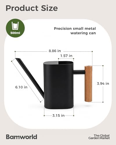 Bamworld Watering Can Indoor Plants Small Black 17oz 500ml - Image 2