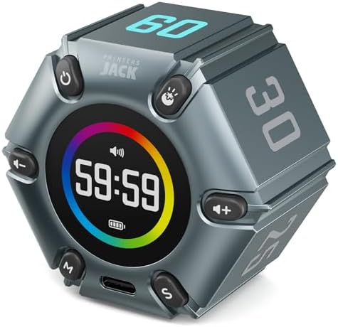 FILP Pomodoro Timer with Silent & Alarm, Visual Timer, 3/5/10/25/30/60min by PrintersJack