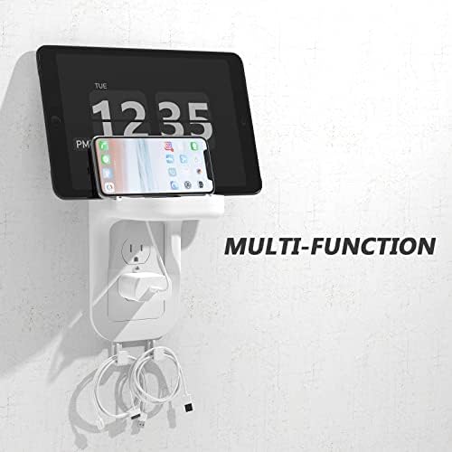 WALI Outlet Shelf Wall Holder, Fit for Duplex GFCI Decorative Outlet Shell A Space Saving for Smart Home, Speaker Mounts up to 10lbs with Cable Management (OSH001-W), White - Image 4