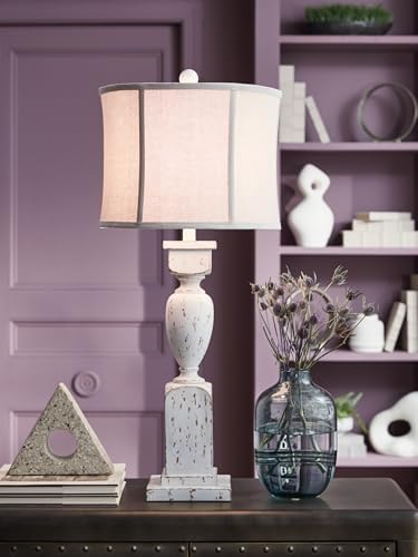 Signature Design by Ashley Madsbrook Table Lamp, 34-Inch Traditional Accent Lighting, Polyresin Construction & Cotton Drum Bell Shade, Vintage Decor for Living Room Console Table, Antique White - Image 4
