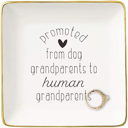 NZY First Time Grandma Gift-Pregnancy Announcement Gifts for Parents-Promote from Dog Grandparents to Human Grandparents-New Baby Reveal Gift-Christmas Gift-Jewelry Tray Trinket Holder Ring Dish by NZY
