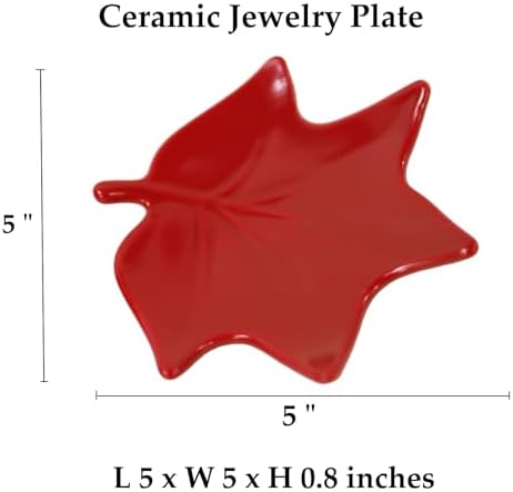 Jewelry Dish Ceramic Ring Holder Dish Jewelry Tray Cute Vanity Organizer Aesthetic Bathroom Room Decor Trinket Dish Valentine's Christmas Birthday Gifts for Women-Red B - Image 3