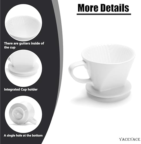 Ceramic Coffee Dripper, White Ceramic Pour Over with Single Hole - Image 3
