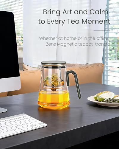 ZENS Magnetic Teapot, 34oz Magic Glass Infuser Pot for Loose Tea Steeper - Image 7
