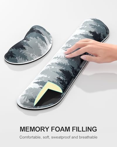 Auhoahsil Large Mouse Pad with Wrist Rests for Keyboard & Mouse, Thick Soft Ergonomic Memory Foam Wrist Supports, Big & Long Desk Mat 35.5 x 15.7 in, for Office Gaming Computer, Misty Forest - Image 5