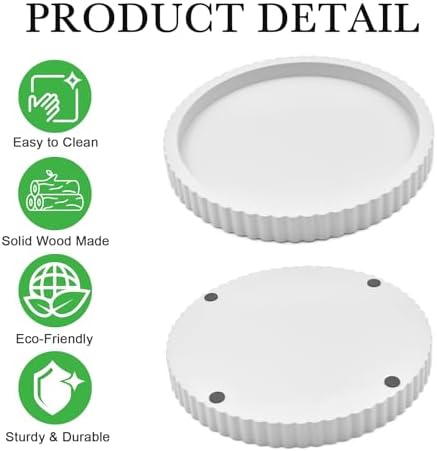 Modern Decorative Tray for Coffee Table, 11" Wooden White Round Small Decor Tray for Candle, Perfume, Vanity, Kitchen Island Counter & Table Centerpiece - Image 4