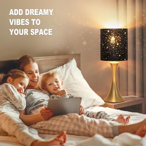 Touch Table Lamp,3 Way Dimmable Gold Bedside Lamp with Black Star Shade - Image 5