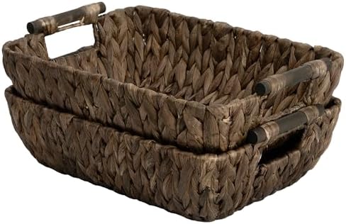 StorageWorks Wicker Storage Basket, Organizing Baskets for Shelf, Brown by StorageWorks