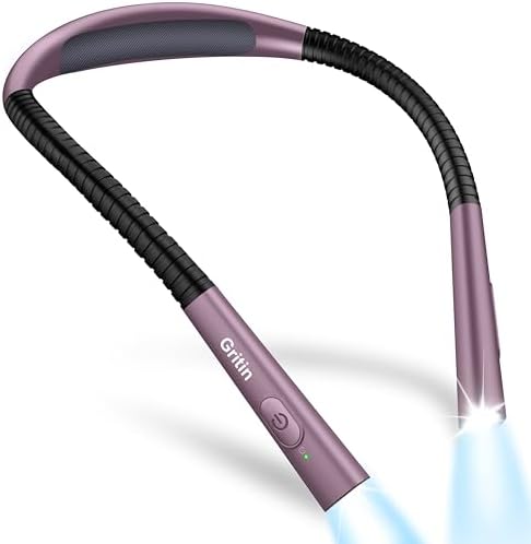 Gritin Book Light, Eye Caring 4-Color&5-Brightness Neck Light Reading Light by Gritin