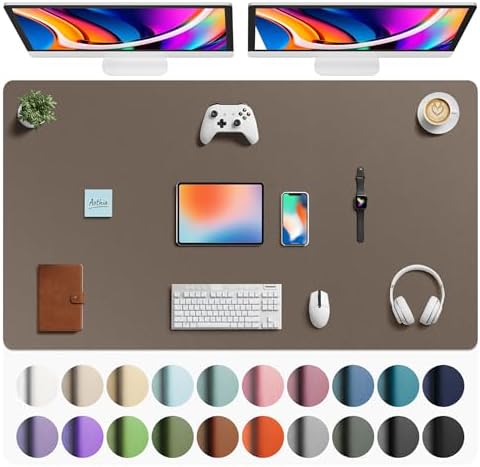 Aothia Faux Leather Desk Mat - Large Mouse Pad, Non-Slip PU Leather Blotter, Waterproof Writing Surface for Office and Home (Coffee, 63" x 24") by AothiaSimpleNaturalUnique