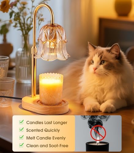 Candle Warmer Lamp Adjustable Timer - Electric Flower Glass Candles Light - Image 2