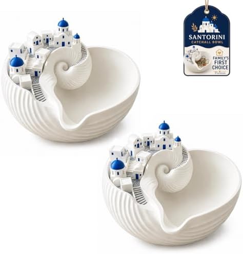 Santorini Catchall Bowl - 3D Printed Shell Tray, Greek Island Organizer for Keys, Coins and Jewelry, Decorative Trinket Dish for Entryway Table, Dresser or Nightstand, Coastal Decor by Porston